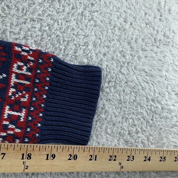 Levi's Holiday Sweater Mens Small Fair Isle Knit Navy Red Crewneck Pullover Xmas - Picture 6 of 7